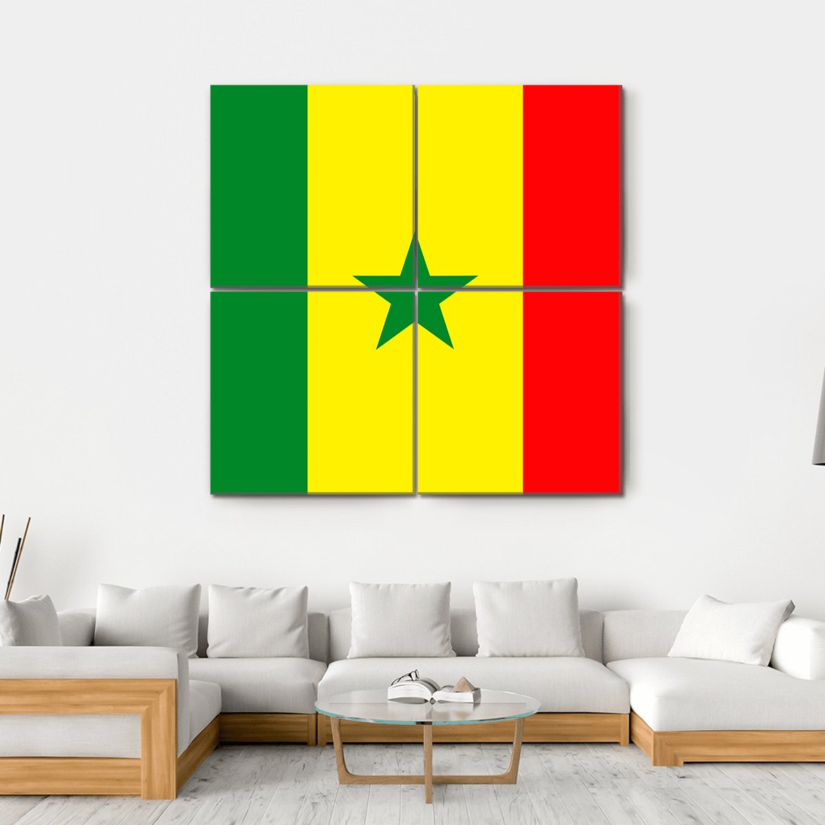 Flag Of Senegal Canvas Wall Art-4 Square-Gallery Wrap-17" x 17"-Tiaracle