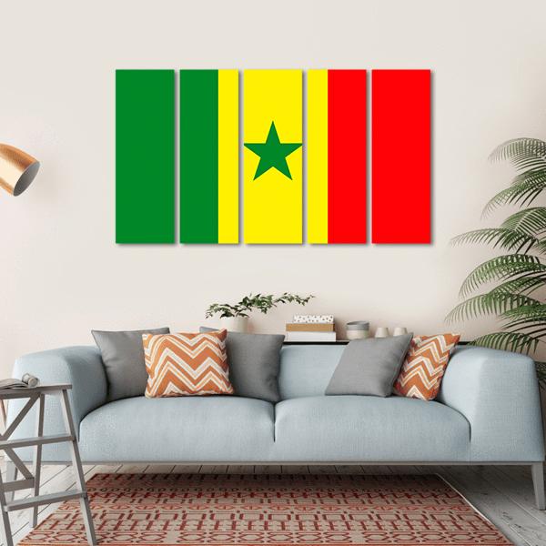 Flag Of Senegal Canvas Wall Art-5 Horizontal-Gallery Wrap-22" x 12"-Tiaracle