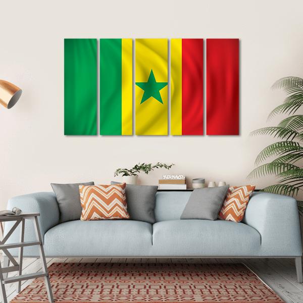 Flag Of Senegal Canvas Wall Art-5 Horizontal-Gallery Wrap-22" x 12"-Tiaracle