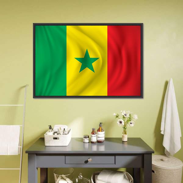 Flag Of Senegal Canvas Wall Art-1 Piece-Floating Frame-24" x 16"-Tiaracle