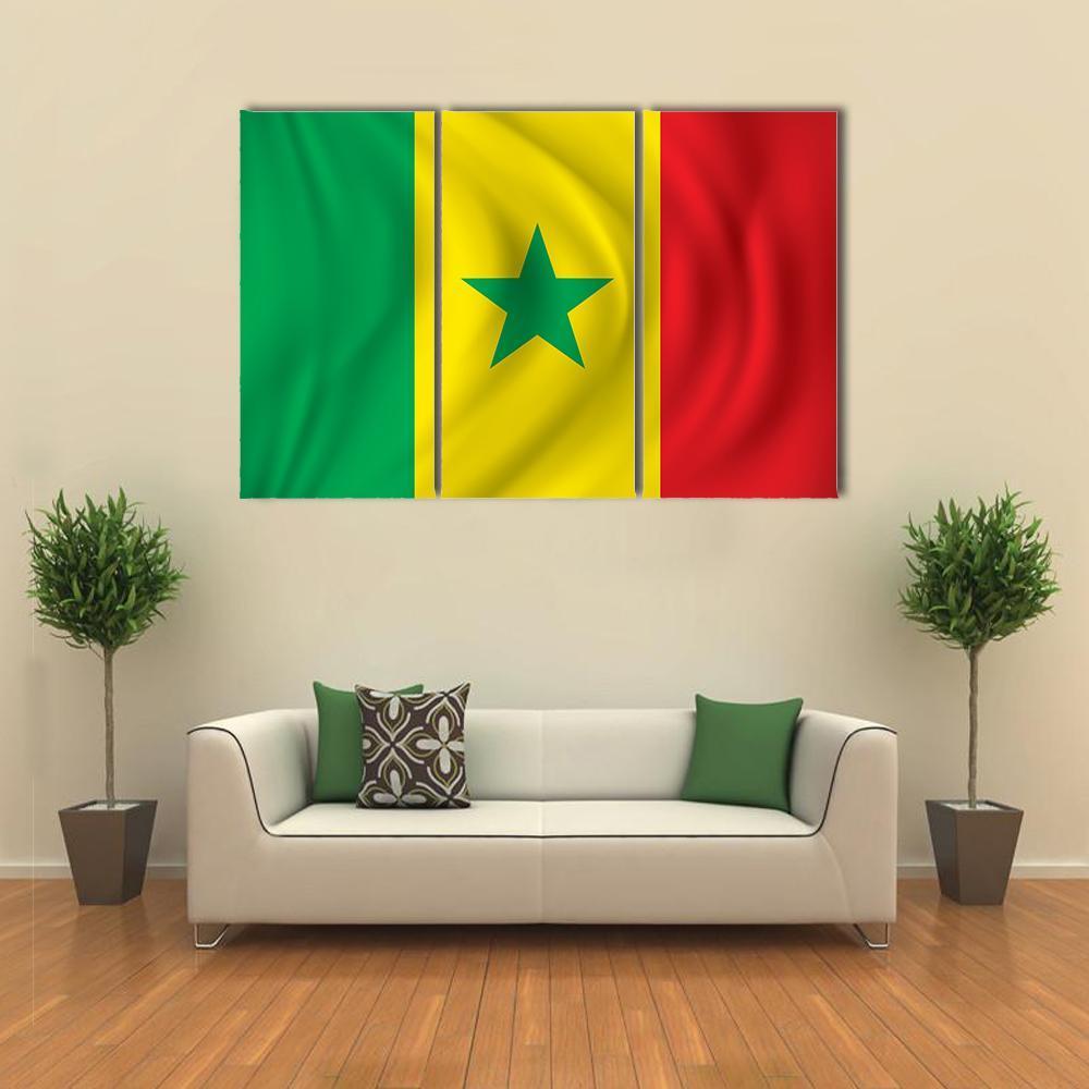 Flag Of Senegal Canvas Wall Art-3 Horizontal-Gallery Wrap-37" x 24"-Tiaracle