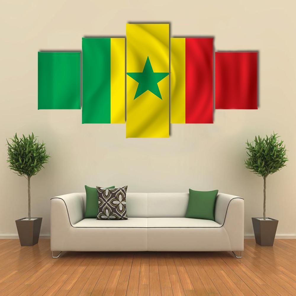 Flag Of Senegal Canvas Wall Art-3 Horizontal-Gallery Wrap-37" x 24"-Tiaracle