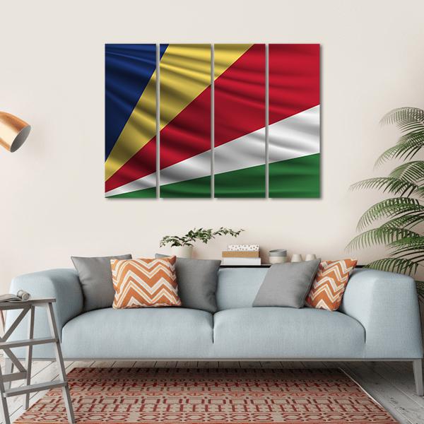Flag Of Seychelles Islands Canvas Wall Art-4 Horizontal-Gallery Wrap-34" x 24"-Tiaracle