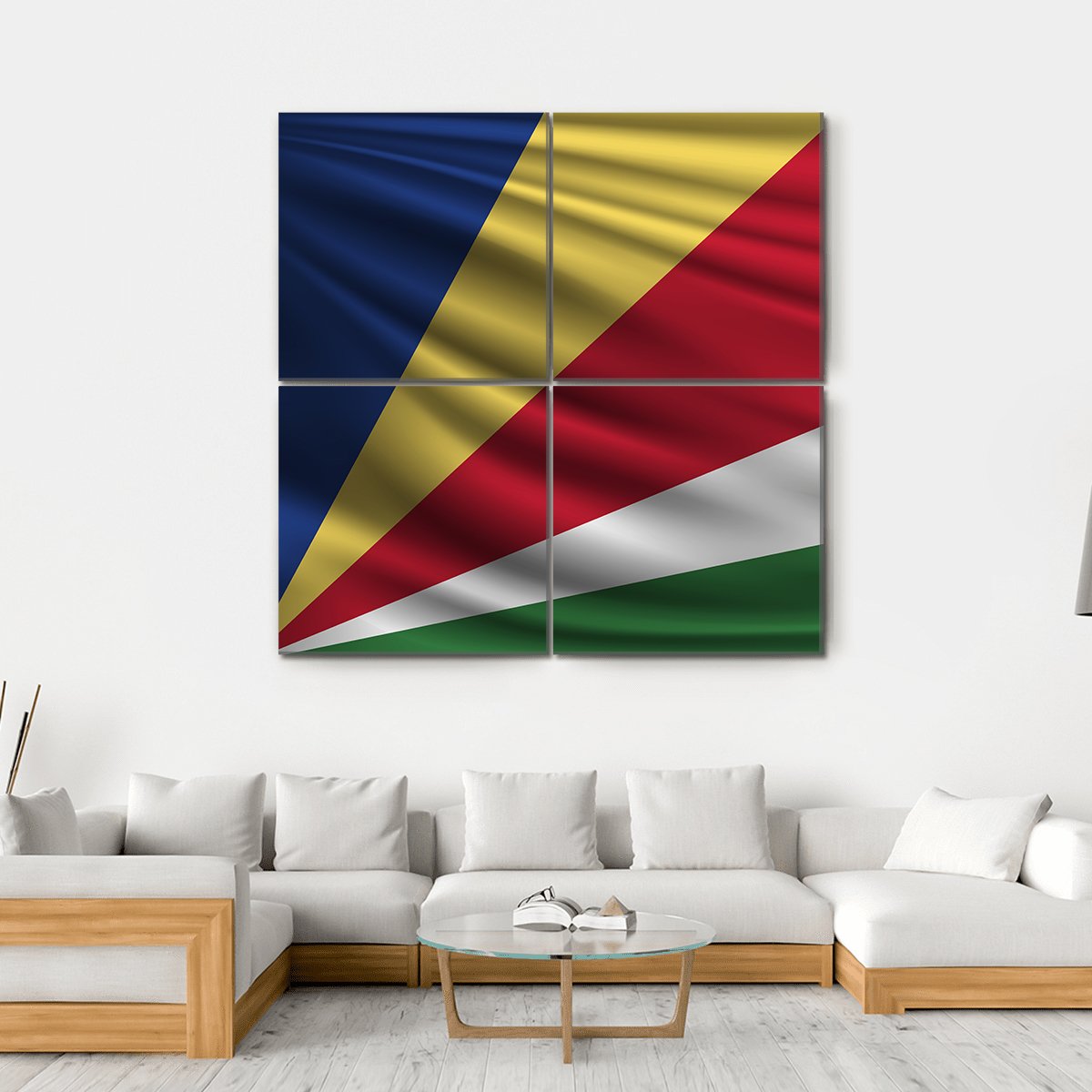 Flag Of Seychelles Islands Canvas Wall Art-4 Square-Gallery Wrap-17" x 17"-Tiaracle