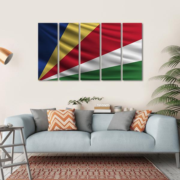 Flag Of Seychelles Islands Canvas Wall Art-5 Horizontal-Gallery Wrap-22" x 12"-Tiaracle