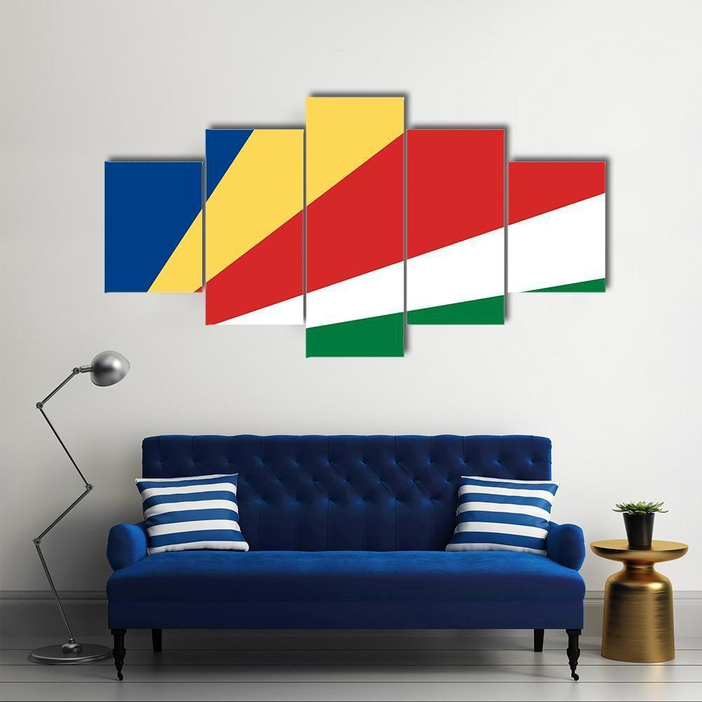 Flag Of Seychelles Canvas Wall Art-3 Horizontal-Gallery Wrap-37" x 24"-Tiaracle