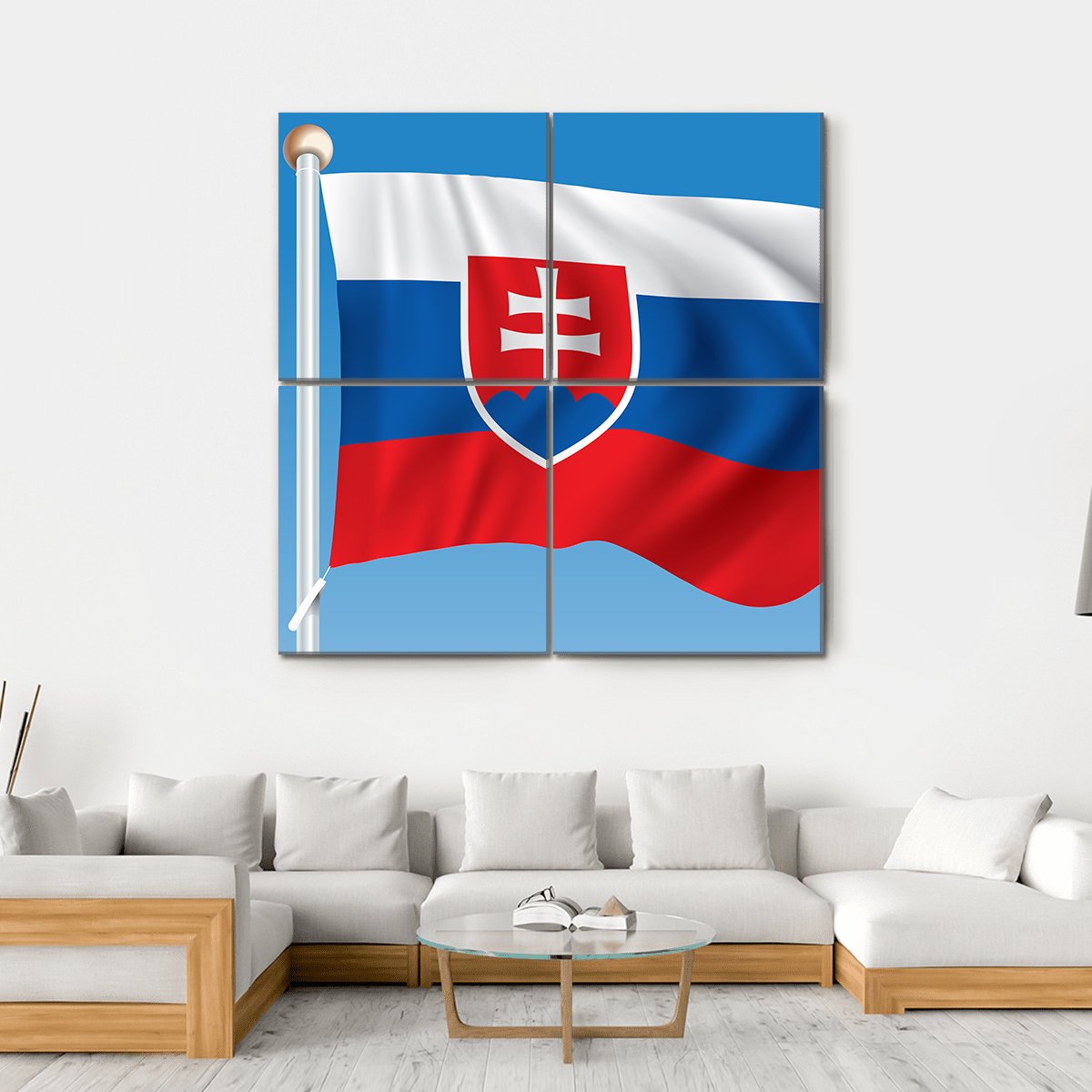 Flag Of Slovakia Canvas Wall Art-4 Square-Gallery Wrap-17" x 17"-Tiaracle