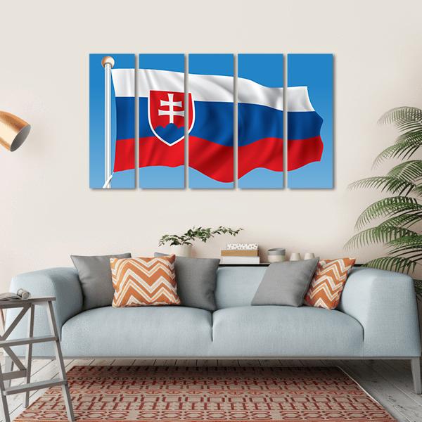 Flag Of Slovakia Canvas Wall Art-5 Horizontal-Gallery Wrap-22" x 12"-Tiaracle