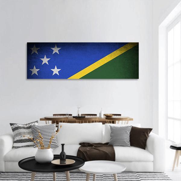 Solomon Islands Flag Panoramic Canvas Wall Art-1 Piece-36" x 12"-Tiaracle