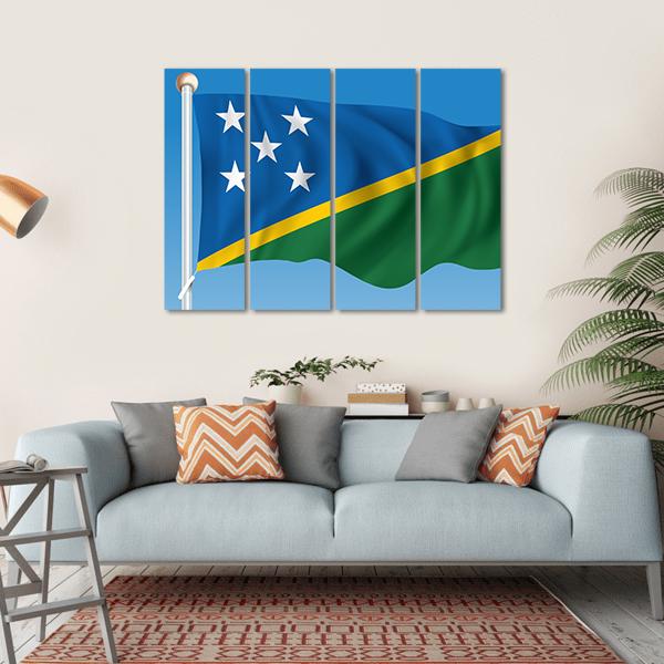 Flag Of Solomon Islands Canvas Wall Art-4 Horizontal-Gallery Wrap-34" x 24"-Tiaracle