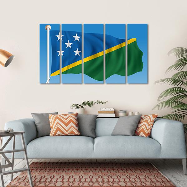 Flag Of Solomon Islands Canvas Wall Art-5 Horizontal-Gallery Wrap-22" x 12"-Tiaracle