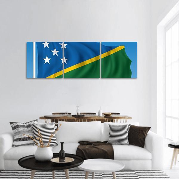 Flag Of Solomon Islands Panoramic Canvas Wall Art-3 Piece-25" x 08"-Tiaracle