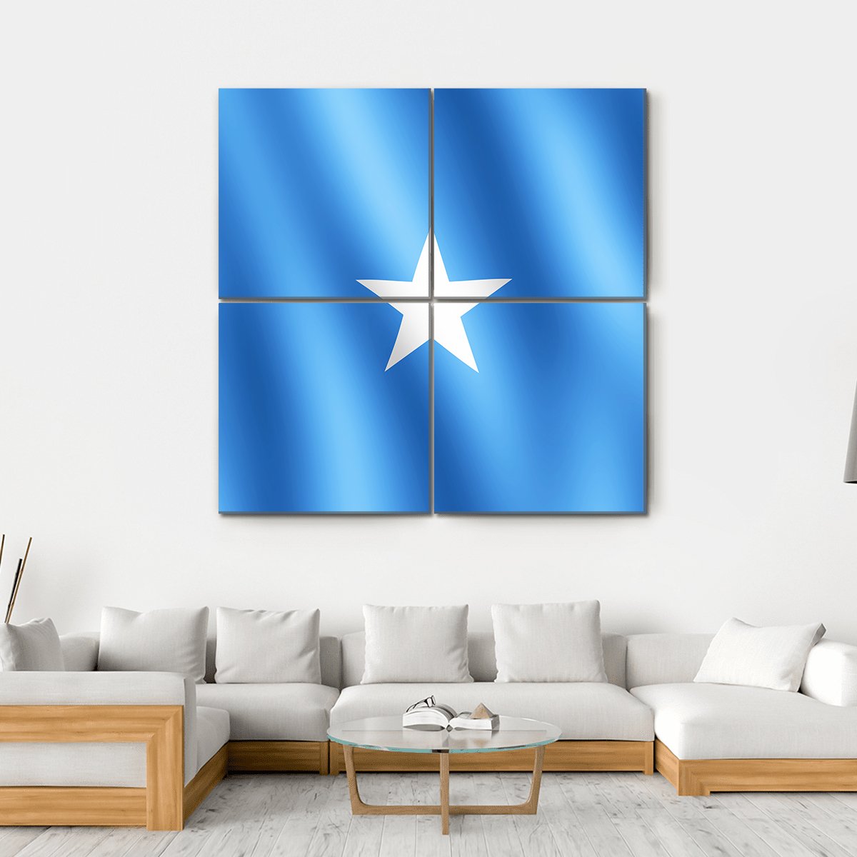 Flag Of Somalia Canvas Wall Art-4 Square-Gallery Wrap-17" x 17"-Tiaracle