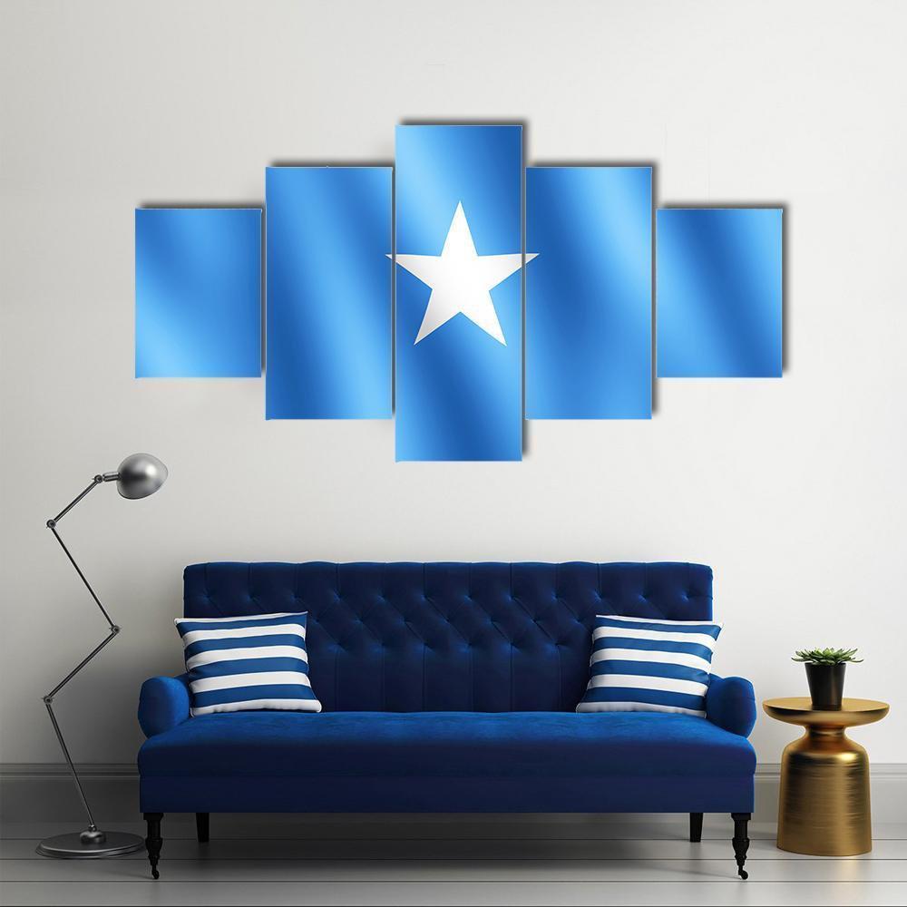 Flag Of Somalia Canvas Wall Art-5 Star-Gallery Wrap-62" x 32"-Tiaracle