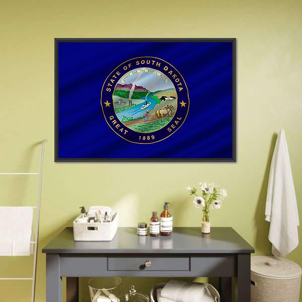 Flag Of South Dakota Canvas Wall Art-1 Piece-Floating Frame-24" x 16"-Tiaracle