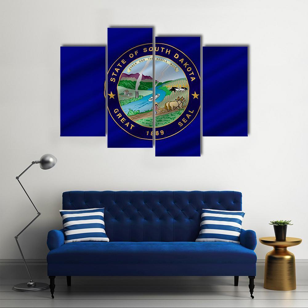 Flag Of South Dakota Canvas Wall Art-4 Pop-Gallery Wrap-50" x 32"-Tiaracle