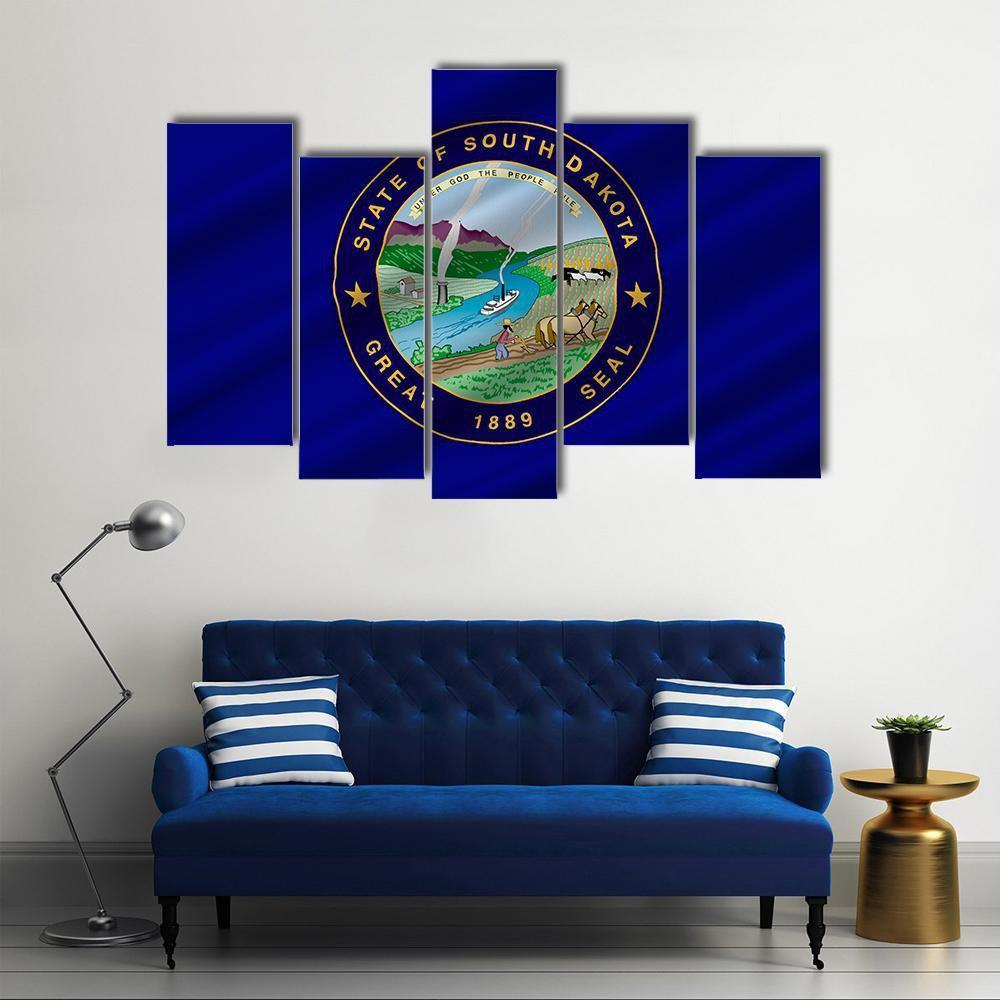 Flag Of South Dakota Canvas Wall Art-5 Pop-Gallery Wrap-47" x 32"-Tiaracle