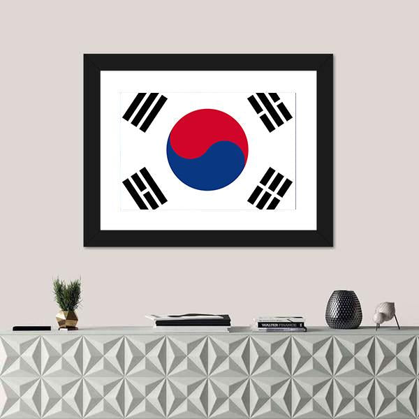 Flag Of South Korea Canvas Wall Art-1 Piece-Framed Print-20" x 16"-Tiaracle