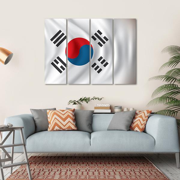 Flag Of South Korea Canvas Wall Art-4 Horizontal-Gallery Wrap-34" x 24"-Tiaracle