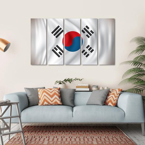 Flag Of South Korea Canvas Wall Art-5 Horizontal-Gallery Wrap-22" x 12"-Tiaracle