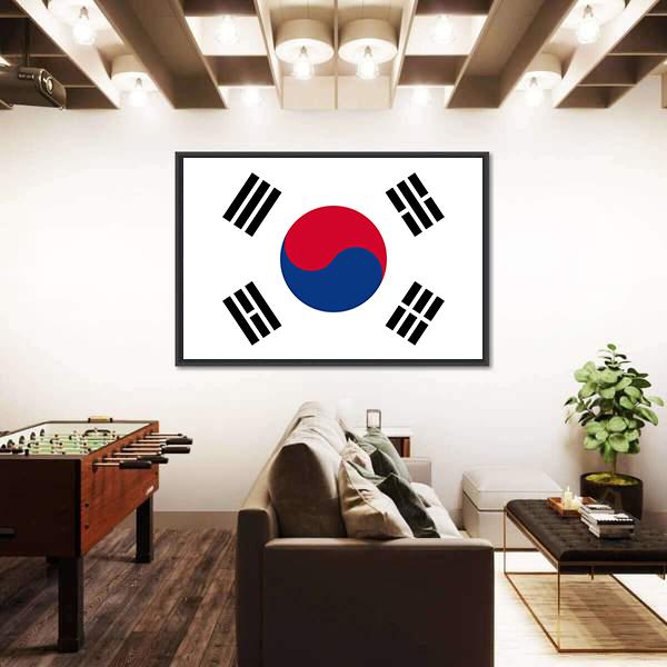 Flag Of South Korea Canvas Wall Art-3 Horizontal-Gallery Wrap-25" x 16"-Tiaracle