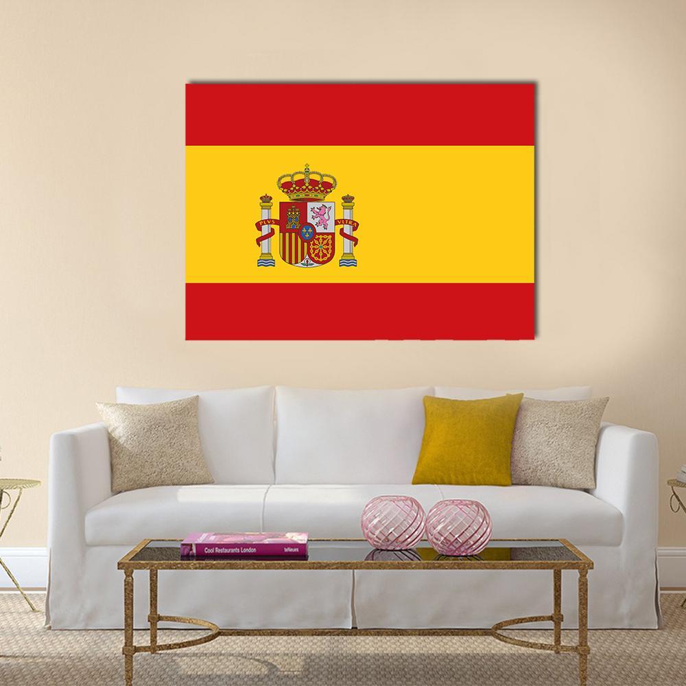 Flag Of Spain Canvas Wall Art-1 Piece-Gallery Wrap-36" x 24"-Tiaracle