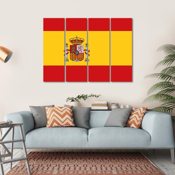 Flag Of Spain Canvas Wall Art-4 Horizontal-Gallery Wrap-34" x 24"-Tiaracle