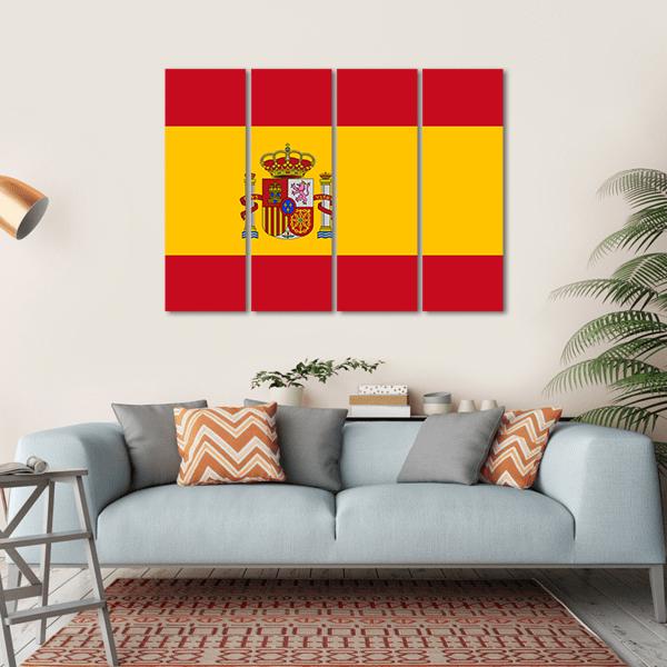 Flag Of Spain Canvas Wall Art-4 Horizontal-Gallery Wrap-34" x 24"-Tiaracle