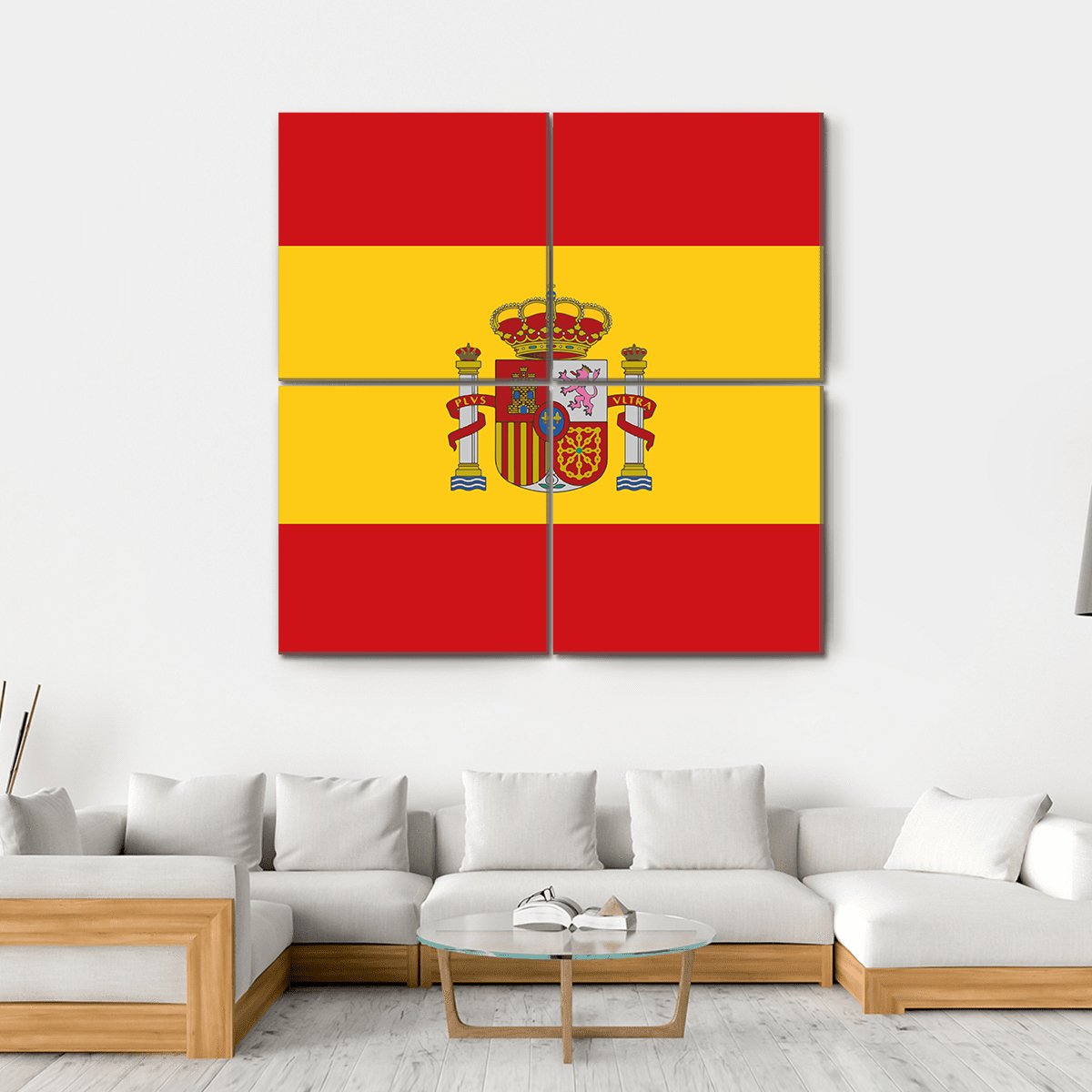Flag Of Spain Canvas Wall Art-4 Square-Gallery Wrap-17" x 17"-Tiaracle