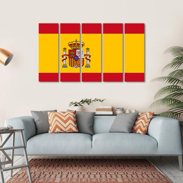 Flag Of Spain Canvas Wall Art-5 Horizontal-Gallery Wrap-22" x 12"-Tiaracle
