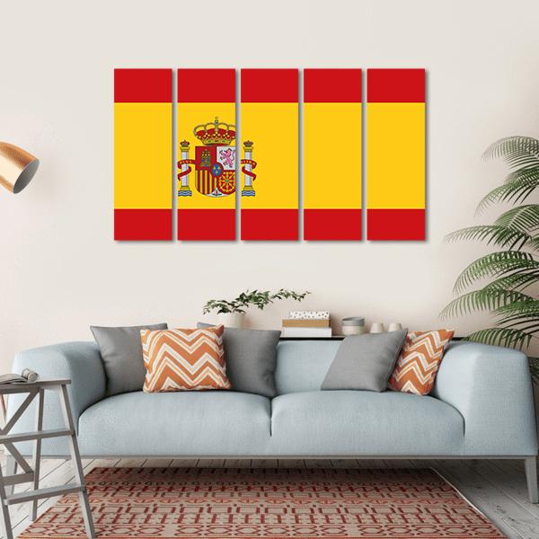 Flag Of Spain Canvas Wall Art-5 Horizontal-Gallery Wrap-22" x 12"-Tiaracle