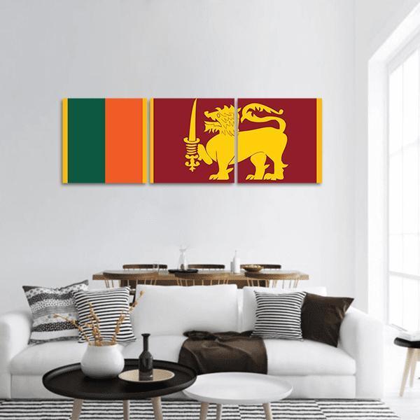Sri Lanka Flag Panoramic Canvas Wall Art-3 Piece-25" x 08"-Tiaracle
