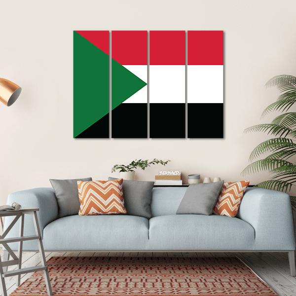 Flag Of Sudan Canvas Wall Art-4 Horizontal-Gallery Wrap-34" x 24"-Tiaracle