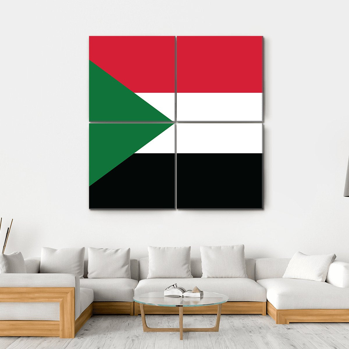 Flag Of Sudan Canvas Wall Art-4 Square-Gallery Wrap-17" x 17"-Tiaracle