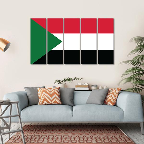 Flag Of Sudan Canvas Wall Art-5 Horizontal-Gallery Wrap-22" x 12"-Tiaracle