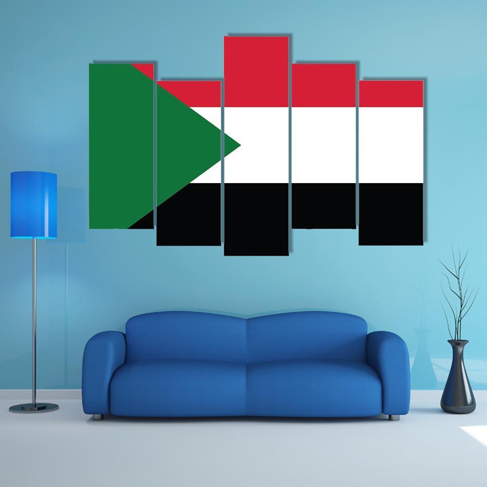 Flag Of Sudan Canvas Wall Art-5 Pop-Gallery Wrap-47" x 32"-Tiaracle