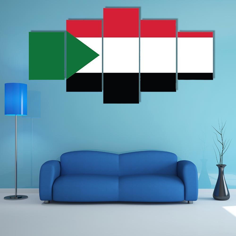 Flag Of Sudan Canvas Wall Art-4 Pop-Gallery Wrap-50" x 32"-Tiaracle