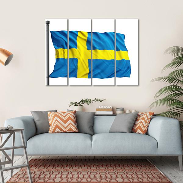 Flag Of Sweden Canvas Wall Art-4 Horizontal-Gallery Wrap-34" x 24"-Tiaracle
