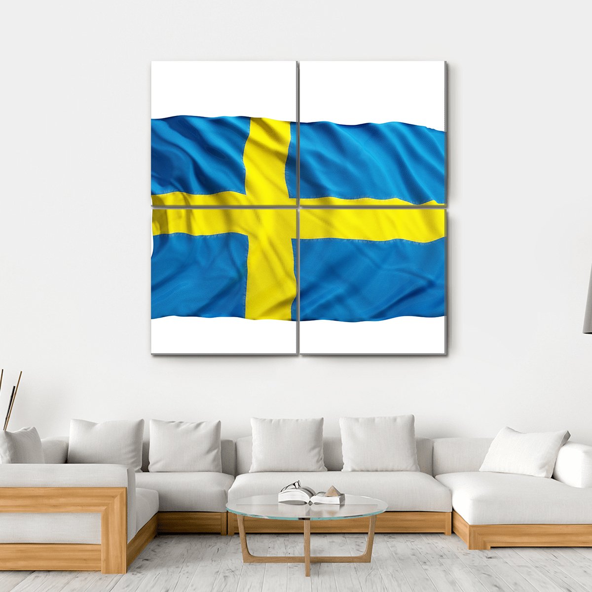 Flag Of Sweden Canvas Wall Art-4 Square-Gallery Wrap-17" x 17"-Tiaracle