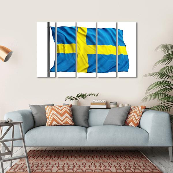 Flag Of Sweden Canvas Wall Art-5 Horizontal-Gallery Wrap-22" x 12"-Tiaracle