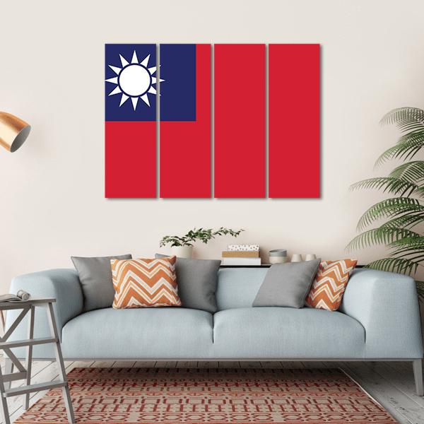 Flag Of Taiwan Canvas Wall Art-4 Horizontal-Gallery Wrap-34" x 24"-Tiaracle
