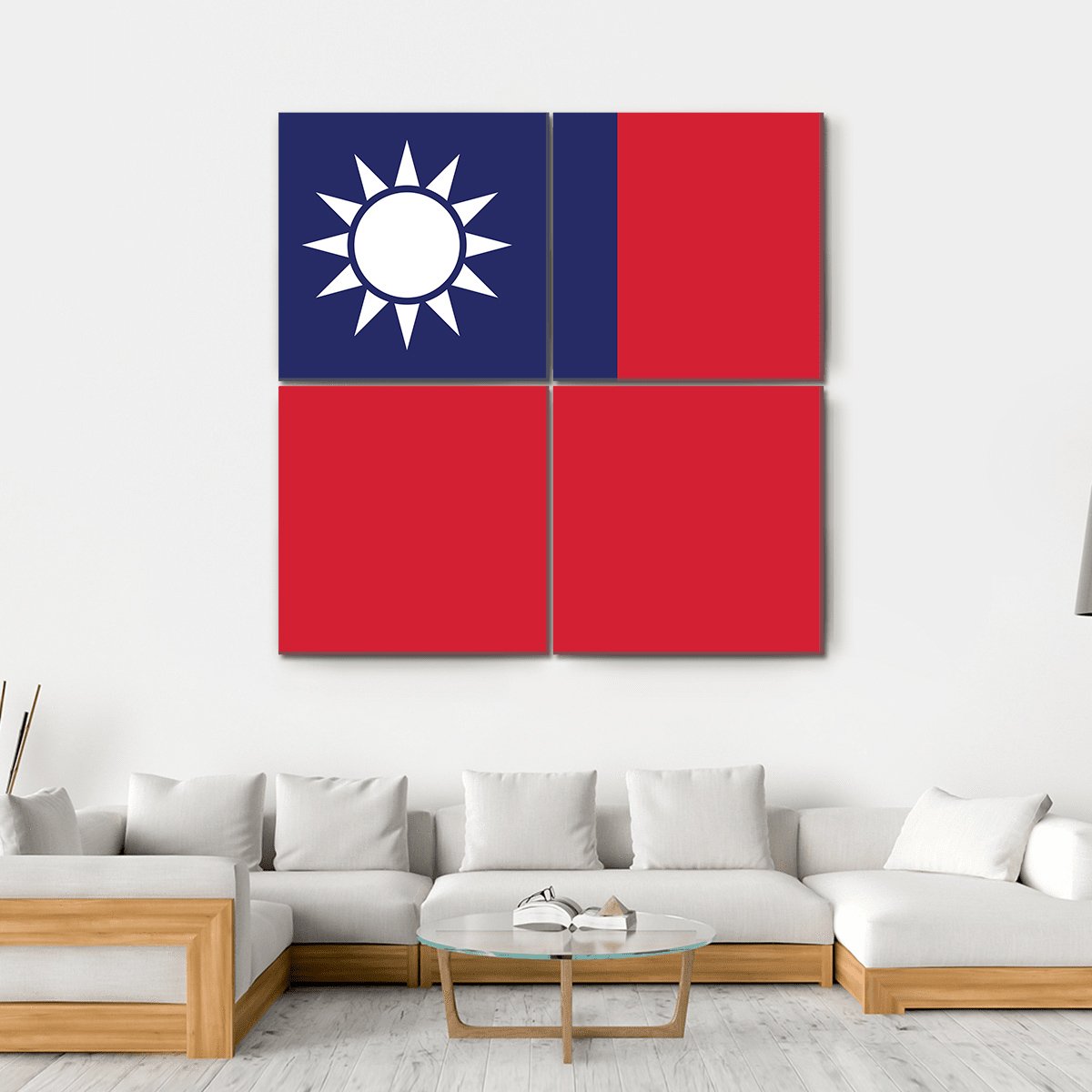 Flag Of Taiwan Canvas Wall Art-4 Square-Gallery Wrap-17" x 17"-Tiaracle