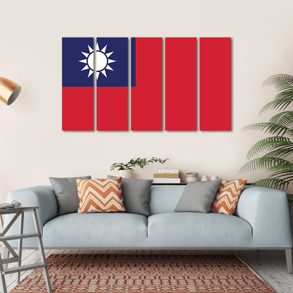 Flag Of Taiwan Canvas Wall Art-5 Horizontal-Gallery Wrap-22" x 12"-Tiaracle