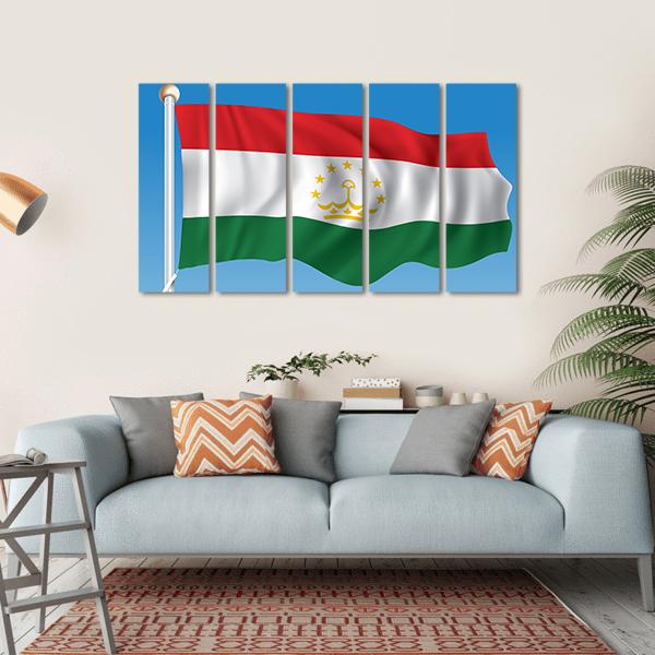 Flag Of Tajikistan Canvas Wall Art-5 Horizontal-Gallery Wrap-22" x 12"-Tiaracle