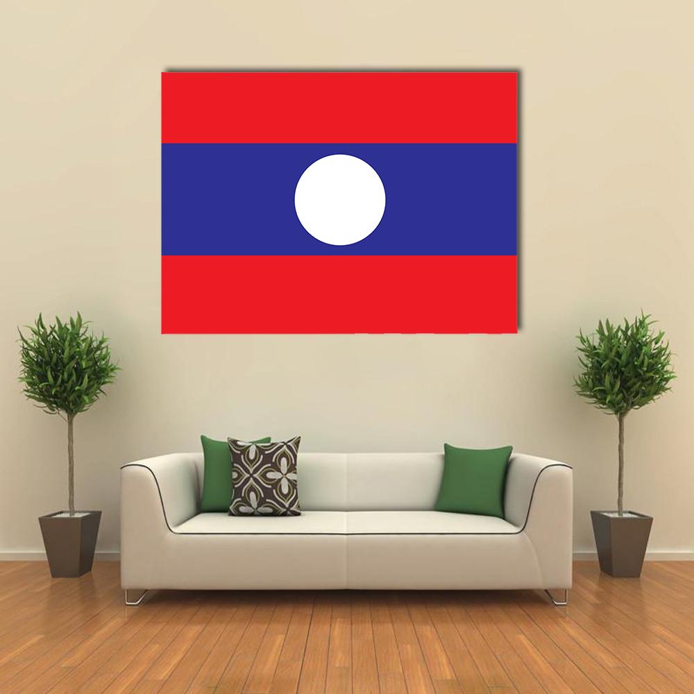 Flag Of The Laos Canvas Wall Art-1 Piece-Gallery Wrap-36" x 24"-Tiaracle