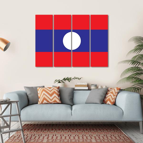 Flag Of The Laos Canvas Wall Art-4 Horizontal-Gallery Wrap-34" x 24"-Tiaracle