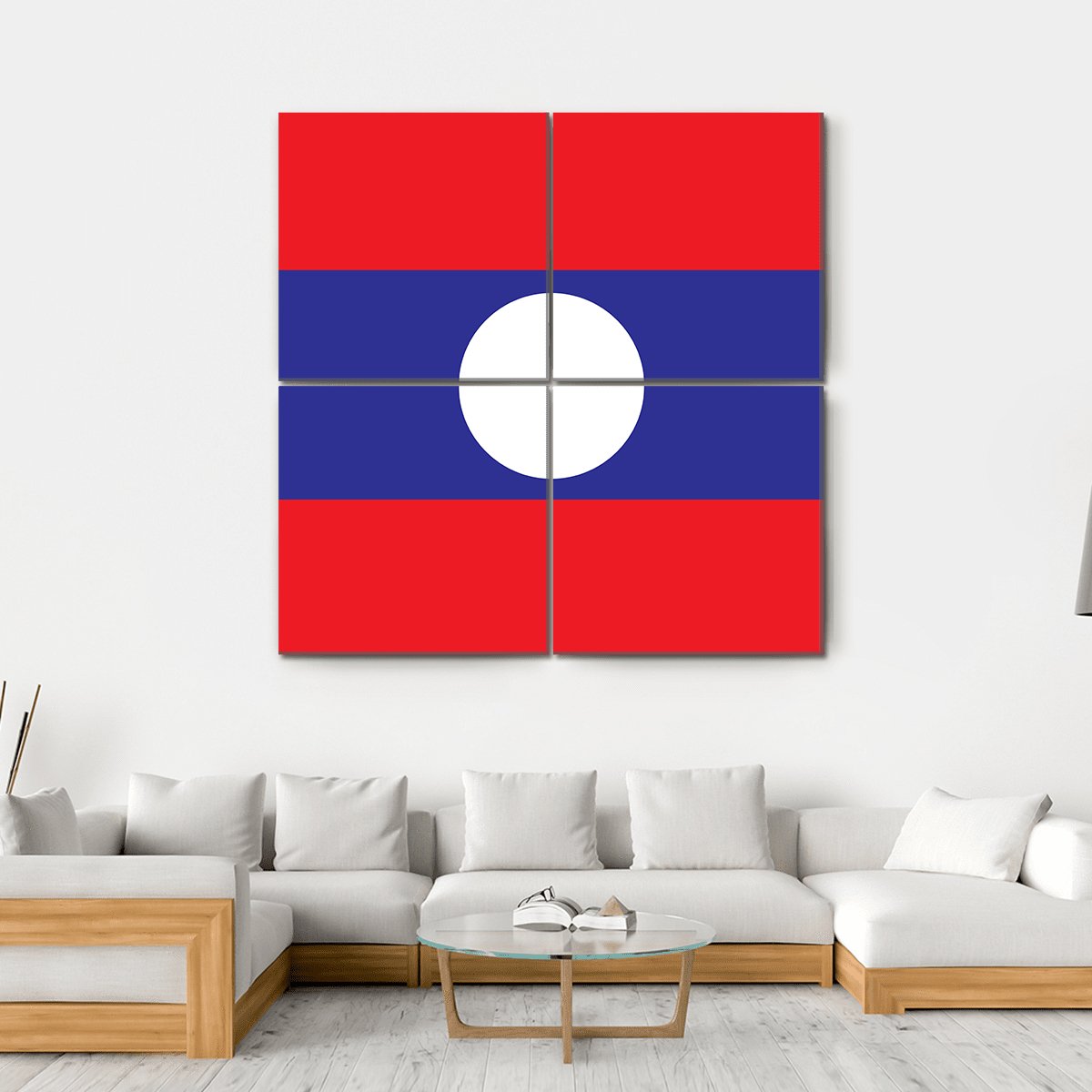 Flag Of The Laos Canvas Wall Art-4 Square-Gallery Wrap-17" x 17"-Tiaracle