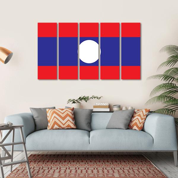 Flag Of The Laos Canvas Wall Art-5 Horizontal-Gallery Wrap-22" x 12"-Tiaracle