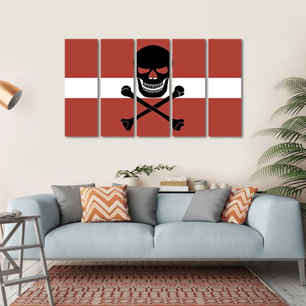 Flag Of The Latvia With Crossbones And Jolly Roger Canvas Wall Art-5 Horizontal-Gallery Wrap-22" x 12"-Tiaracle