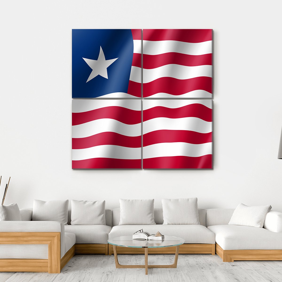 Flag Of The Liberia Canvas Wall Art-4 Square-Gallery Wrap-17" x 17"-Tiaracle